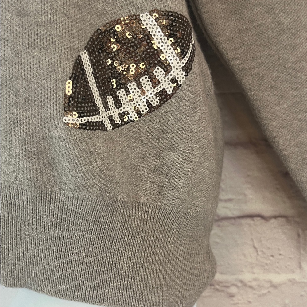 Women's Gray Football Patterned Sweater - Picture 6 of 10